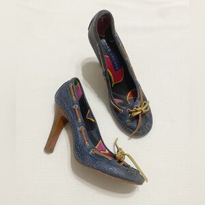 Marc Jacobs Blue Leather Moccasin Boat Pumps Heels